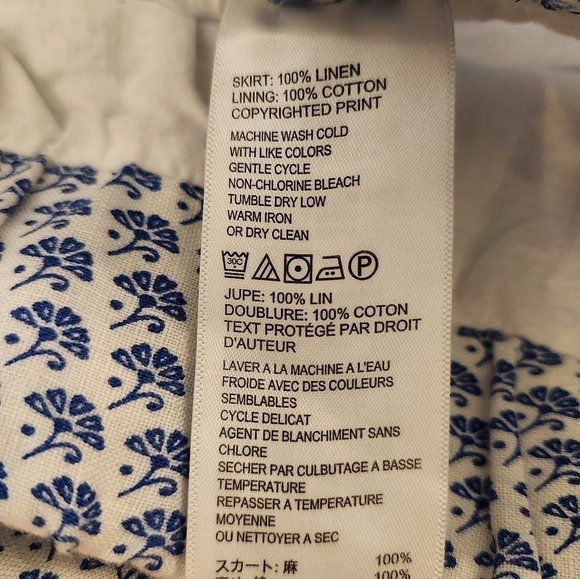 Tommy Bahama NWOT Linen Blue Baroque Elastic Waist Skirt Size XS - Picture 4 of 9